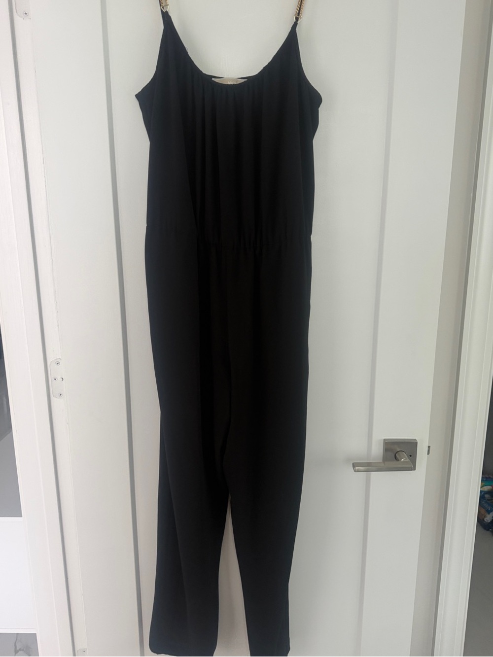 MICHAEL Michael Kors Black Sleeveless Jumpsuit with Chain Straps